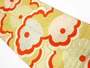 アンティーク　雲に菊模様織出し袋帯（198.0cm）（材料）